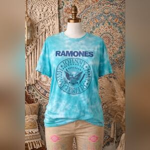 GAP Blue Green Tie-Dye Ramones Graphic Tee Medium